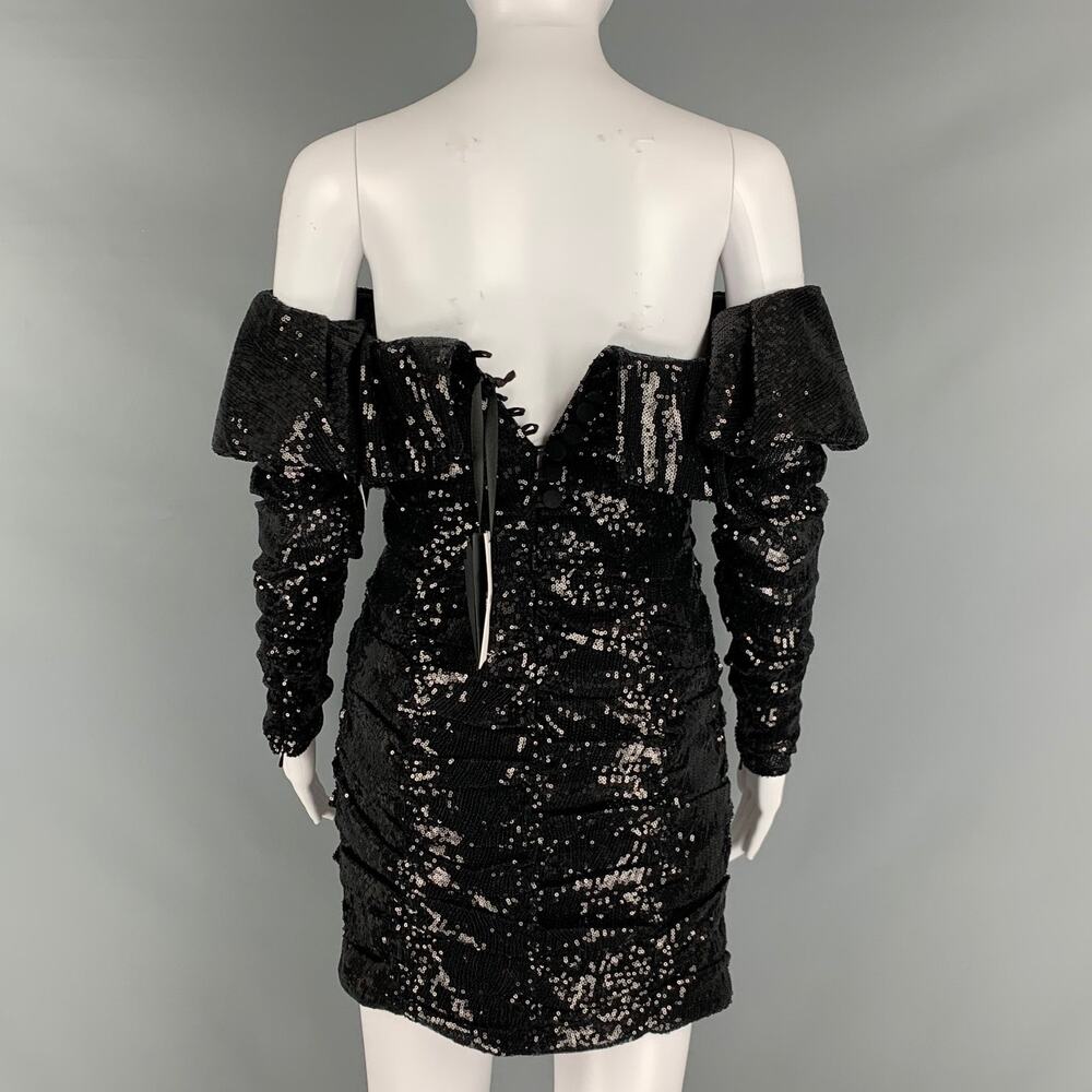 ATTICO Size 0 Black Polyester Sequined Mini Dress - Picture 3 of 8